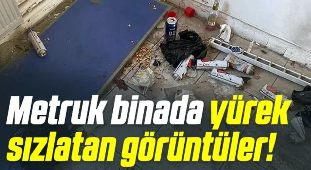 Metruk binada yürek sızlatan görüntüler!