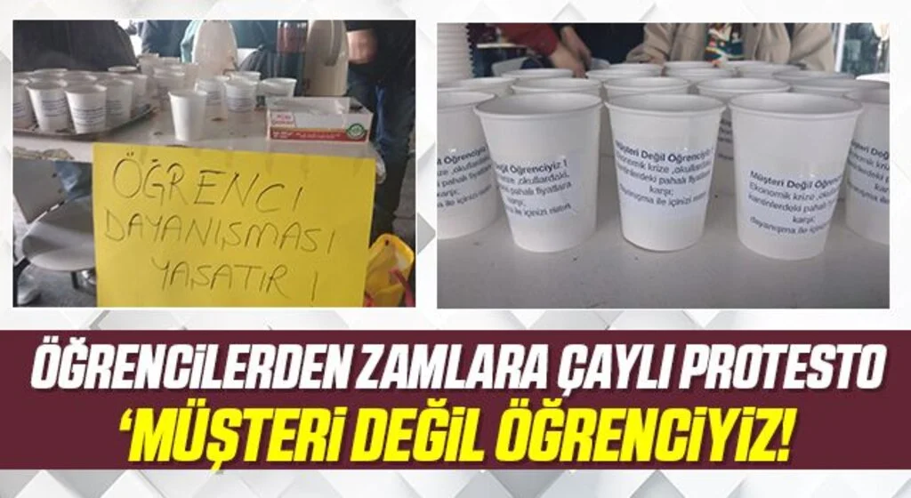 Samsun OMÜ'de Öğrencilerden zamlara çaylı protesto 