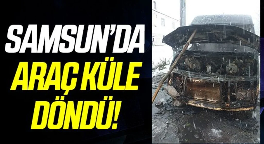 Alev alan minibüs küle döndü