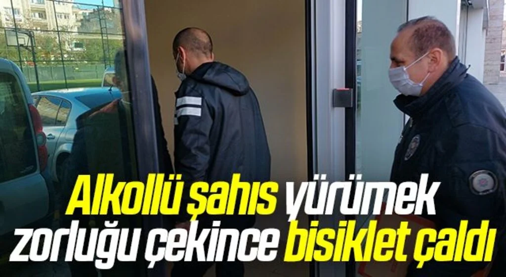 Alkollü şahıs yürümek zorluğu çekince bisiklet çaldı