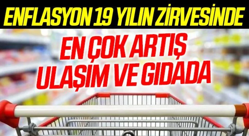 Enflasyon 19 Yılın Zirvesinde! En Çok Artış Ulaşım ve Gıdada! 2021 yılı enflasyon oranı belli oldu
