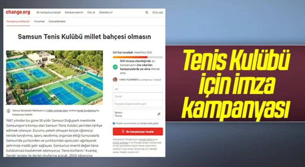 Samsun'da Tenis Kulübü için imza kampanyası