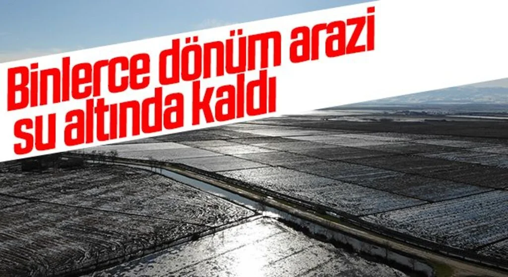 Sular altında kalan tarım arazileri havadan görüntülendi