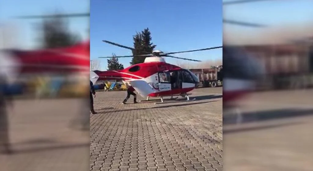 Felç geçiren hastaya ambulans helikopter yetişti