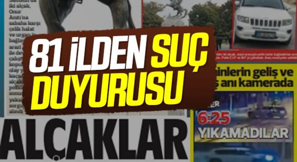 Samsun'da Onur Anıtı'na yönelik hain saldırıya 81 İlden Suç Duyurusu