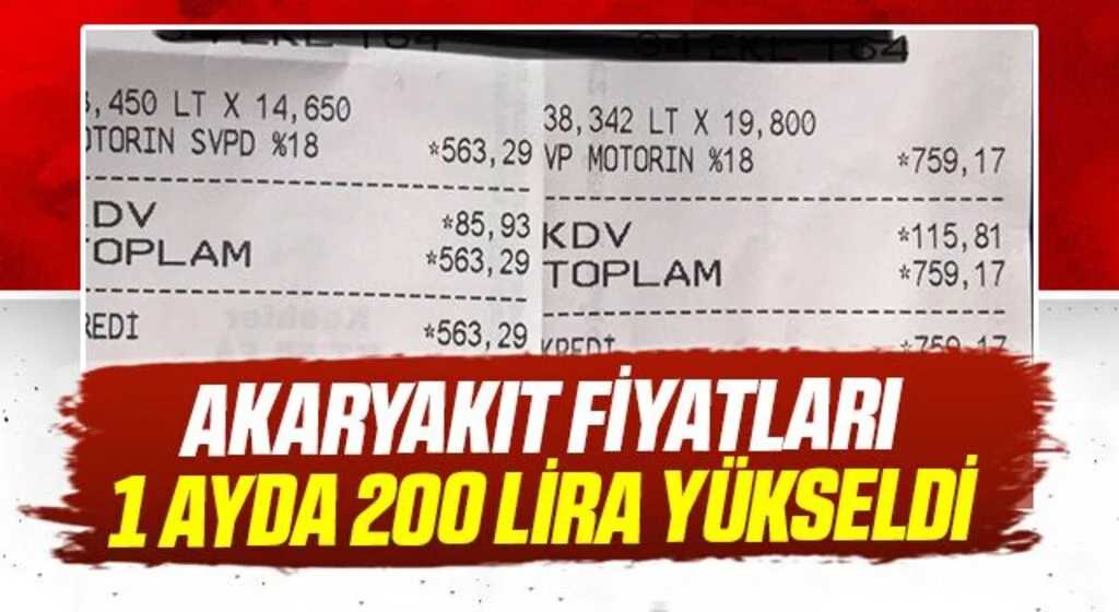 Akaryakıt fiyatları 1 ayda 200 lira yükseldi