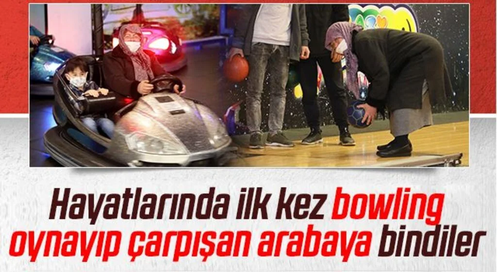 Hayatlarında ilk kez bowling oynayıp çarpışan arabaya bindiler