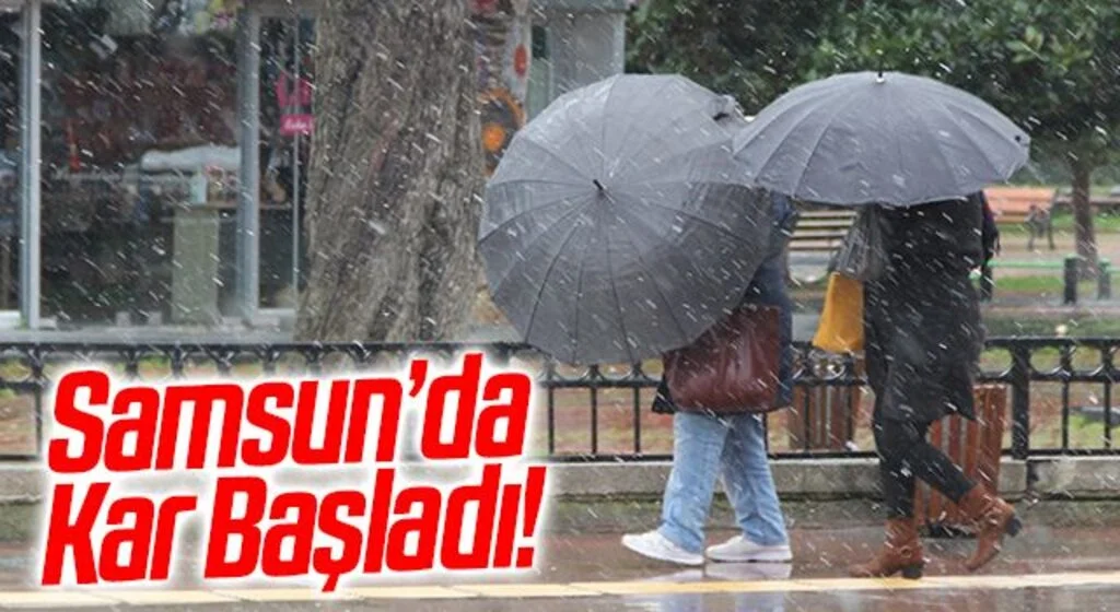 Samsun şehir merkezinde hafif kar yağışı