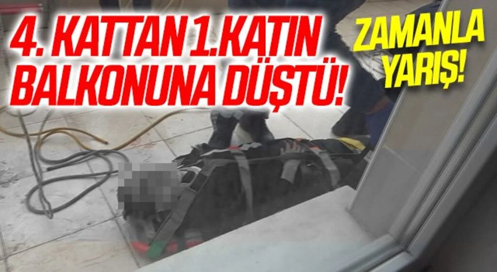 Samsun'da 4. kattan 1. katın balkonuna düşen şahsı kurtarmak için zamanla yarıştılar