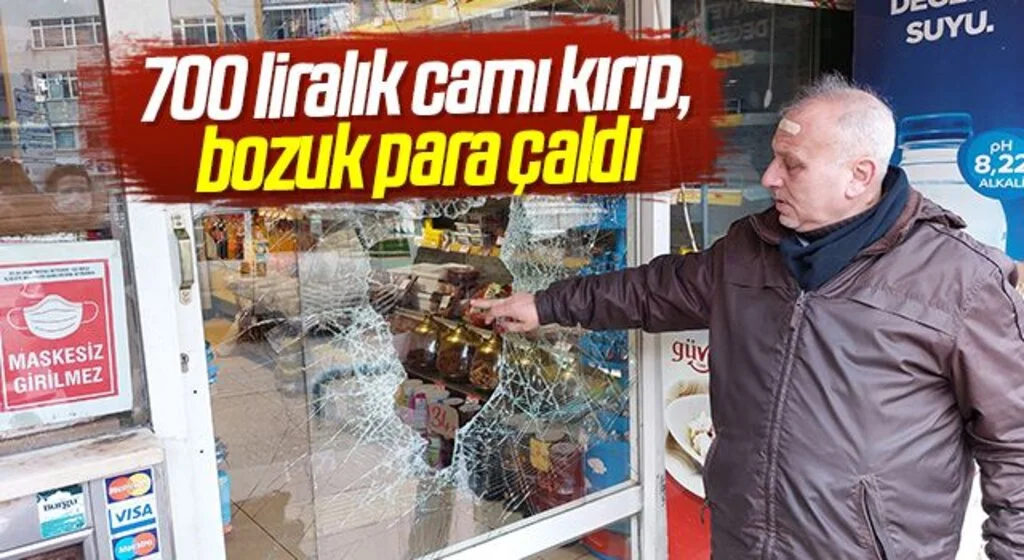 Samsun'da 700 liralık camı kırıp, içeriden bozuk para çaldı