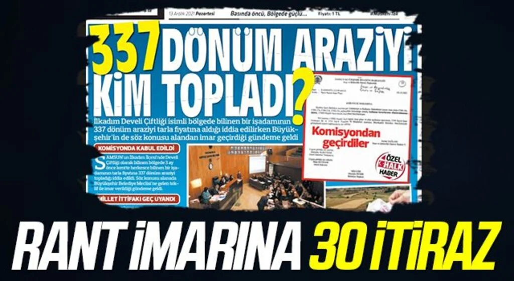 Samsun'da Rant İmarına 30 İtiraz