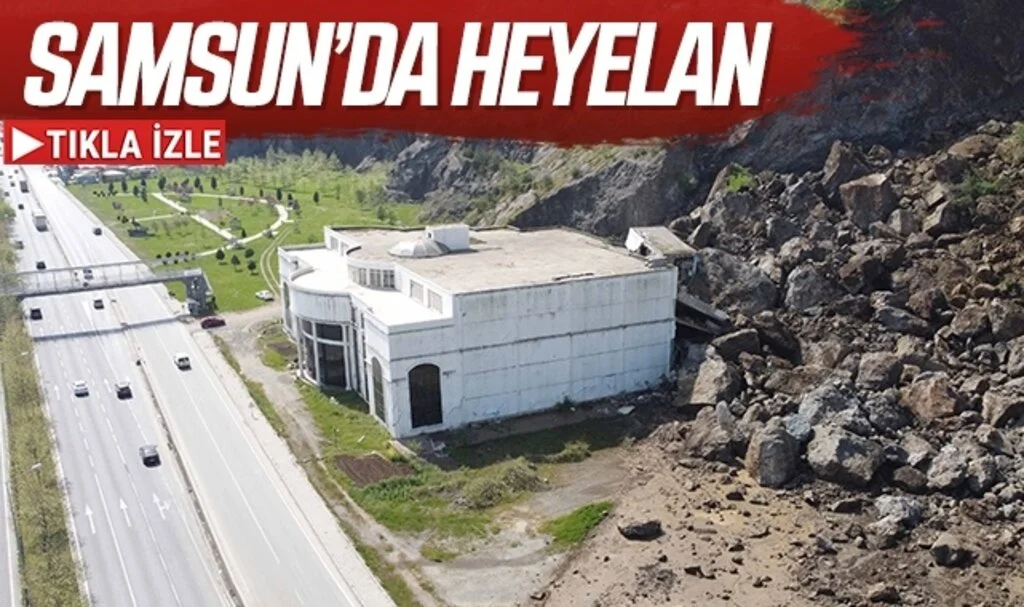 Samsun'da heyelan nedeniyle iki katlı bina zarar gördü
