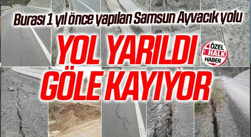 Samsun'da Yol Yarıldı Göle Kayıyor
