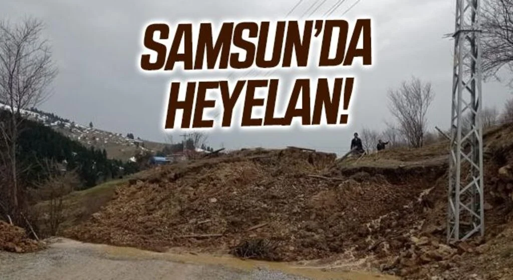 Samsun'un Alaçam ilçesinde mahalle yolu heyelan nedeniyle trafiğe kapatıldı