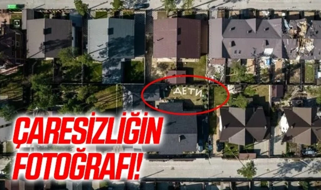 Yürek burkan önlem! Rus saldırılarından korunmak için evlerinin bahçesine "Çocuk var" yazdılar