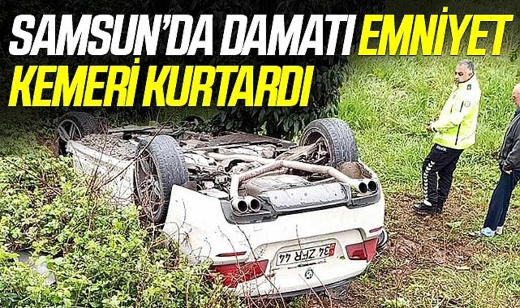 Nişana giden damat adayını emniyet kemeri kurtardı