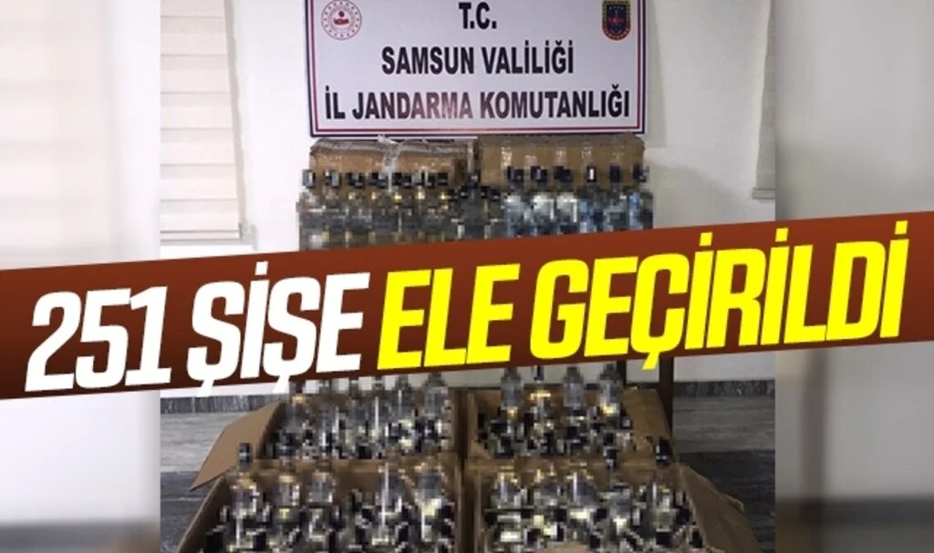 Samsun'da 251 şişe sahte bandrollü içki ele geçirildi