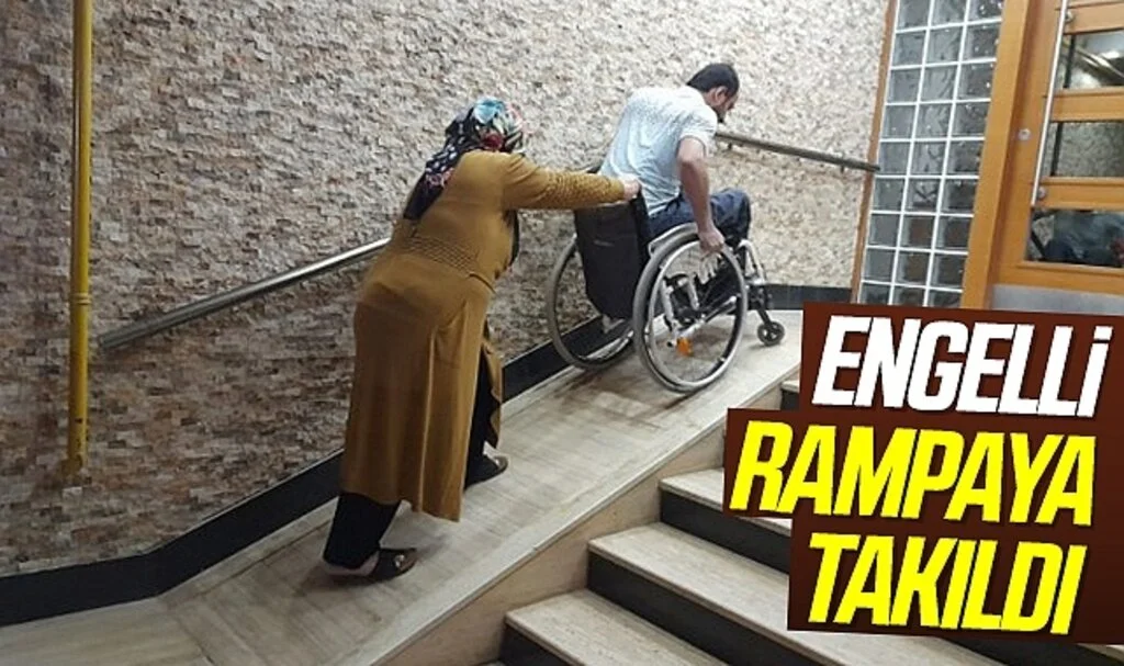 Samsun'da Engelli Rampaya Takıldı