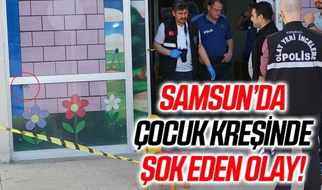Samsun'da Hastanedeki çocuk kreşinin kapı camına yorgun mermi isabet etti