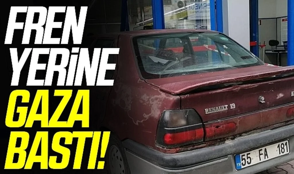 Samsun'da sürücüsünün fren yerine gaza bastığı otomobil markete girdi