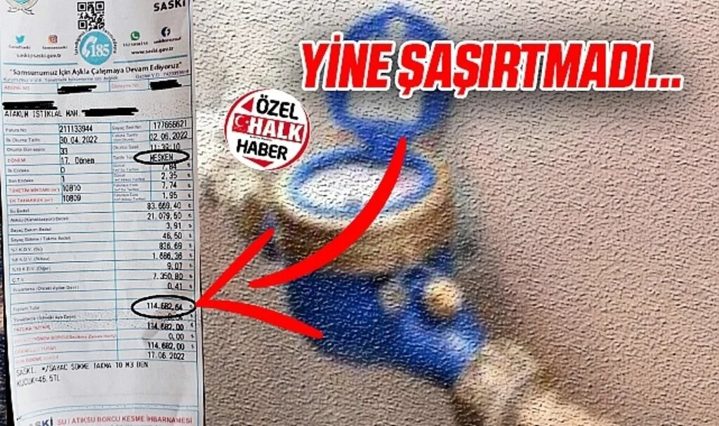 Artık şaşırmıyoruz '114 bin lira su faturası'