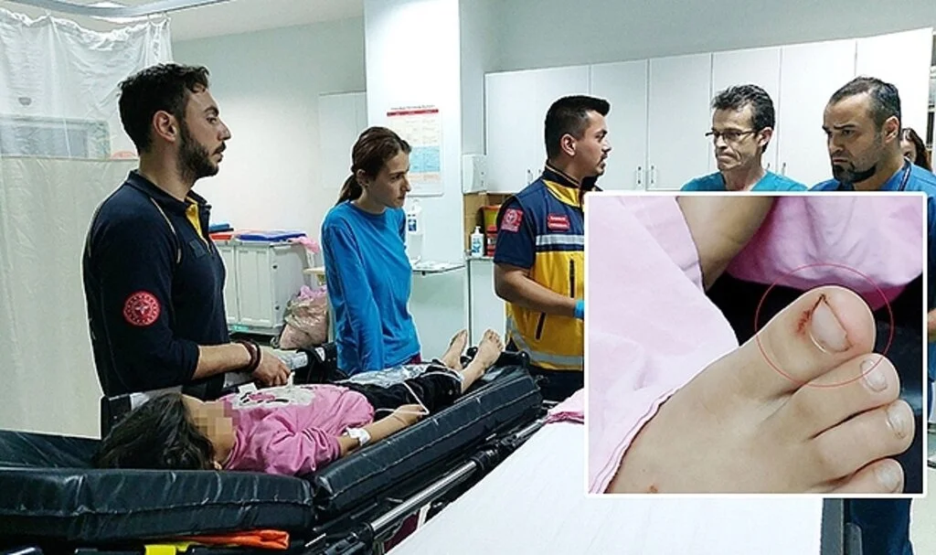 Ayak parmağını yılan sokan 7 yaşındaki çocuk hastanelik oldu