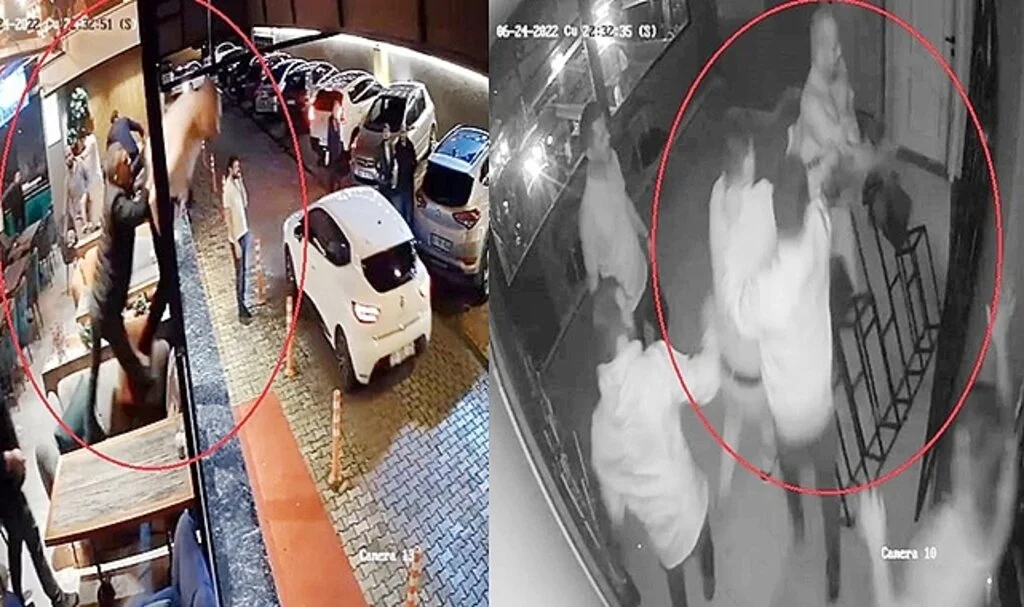 Meyhanede başlayıp kafede devam eden saldırı anı kamerada