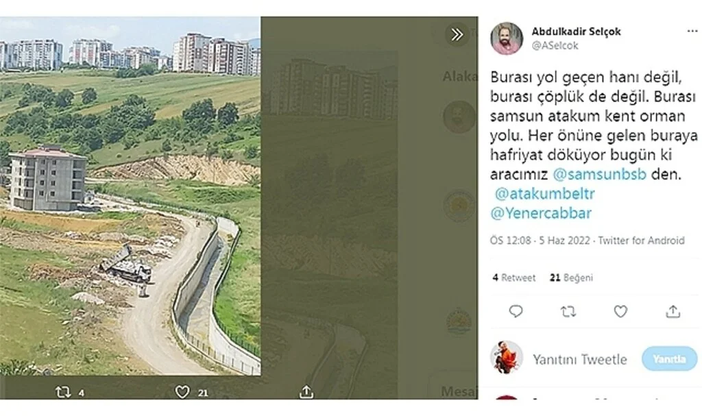 Samsun Atakum'da hafriyat çöplüğüne tepki 