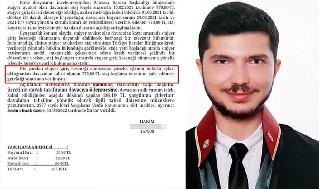 Samsun Barosu'na 'stajyer ücreti' şoku 