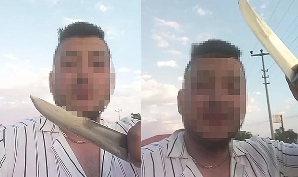 Bıçakladığı eşinin telefonu ile canlı yayın yaptı