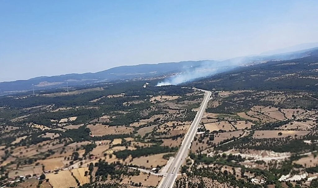 Çanakkale’de kaza yapan araç orman yangınına neden oldu