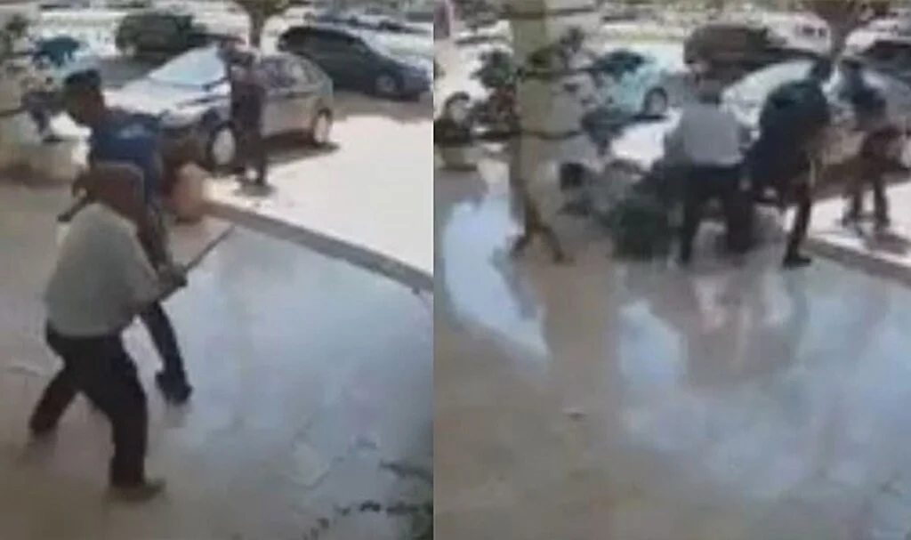 Diş polikliniğinde baston ve uçan tekmeli kavga