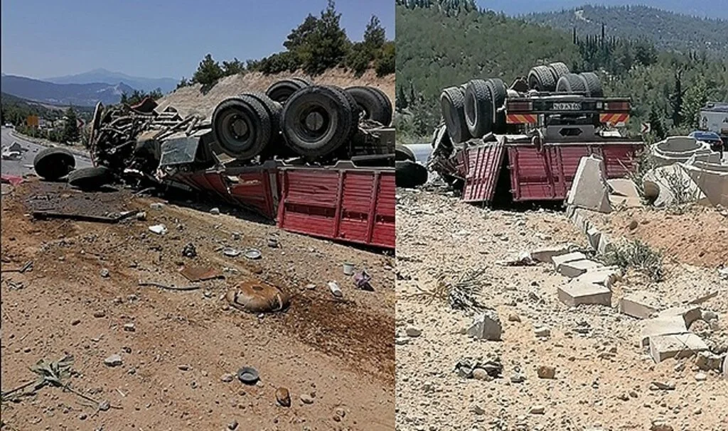Freni patlayan kamyondan fırlayan sürücü hayatını kaybetti