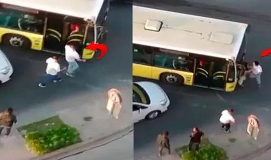 Hem suçlu hem güçlü! Otobüsü tekmeleyip şoförü darp etti