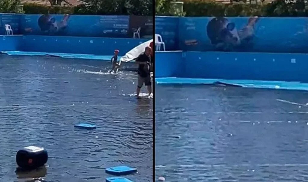 Yüzme dersinde havuz bir anda yıkıldı: Okul bahçesi göle döndü