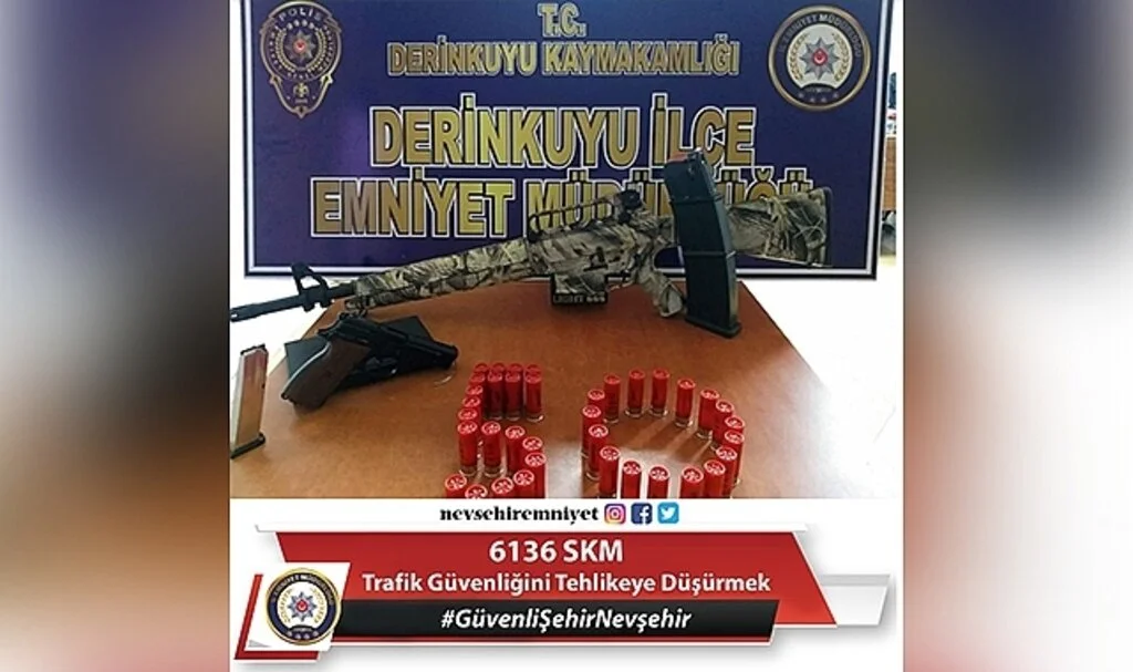 Alkollü sürücünün aracından tabanca ve tüfek çıktı