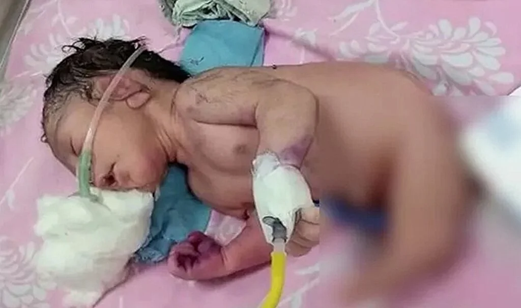 Bacakları yerine garip boynuzu var! Yeni doğan bebeği görenler küçük dilini yuttu