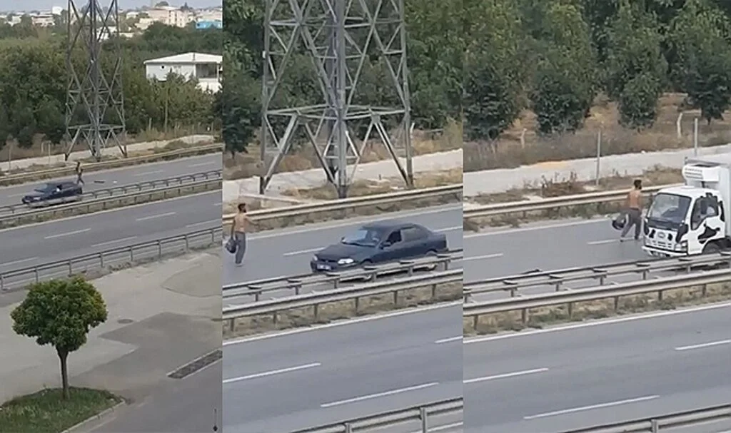  Çevre yolunda araçların arasında ölüme meydan okudu..