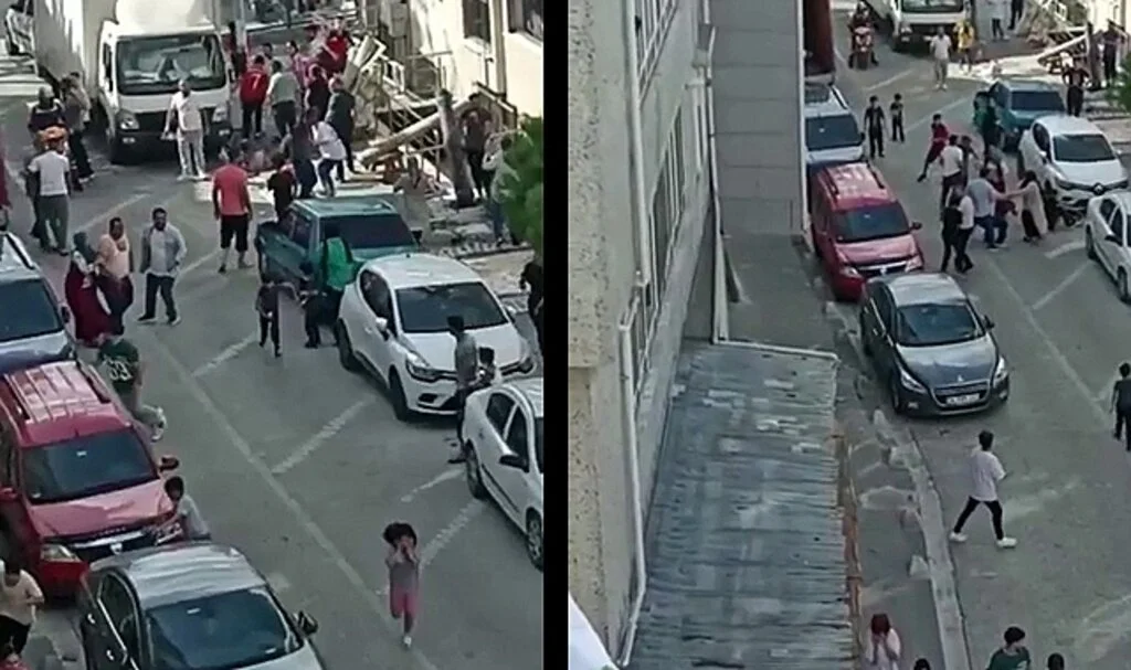 Kadınların kavgasına erkekler de dâhil oldu, ortalık savaş alanına döndü
