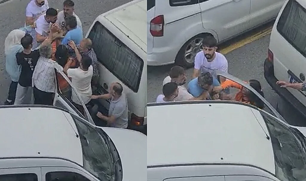 Kaza yaptığı araç sürücüsünü darp etti