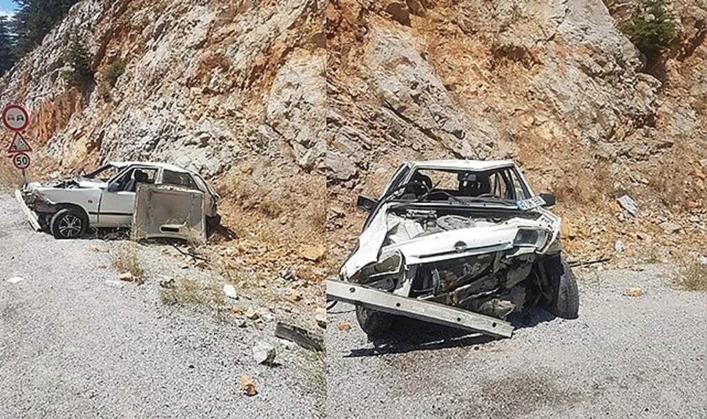 Otomobil, şarampoldeki kayalara çarptı: 1 yaralı