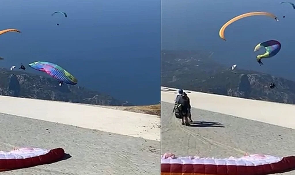 Paraşütler birbirine dolaştı: 4 yaralı