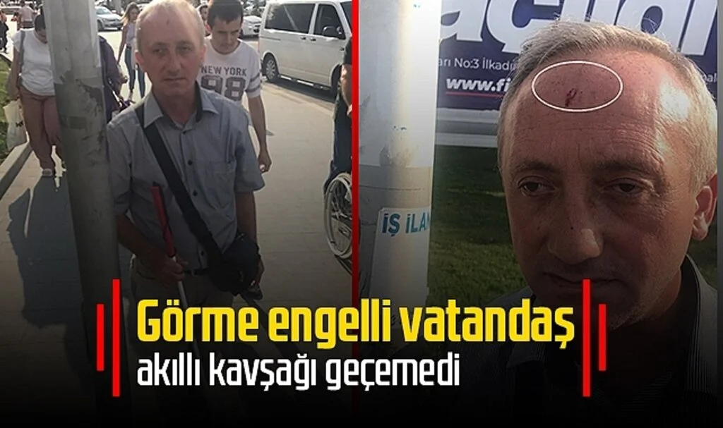 Samsun'da görme engelli vatandaş akıllı kavşağı geçemedi