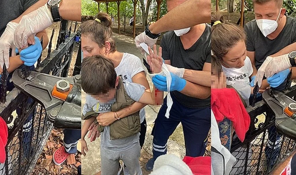 7 yaşındaki çocuğun eline sivri demir saplandı