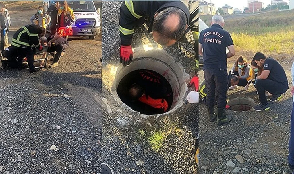 Açık kalan rögardan çukura düştü, 2 buçuk saat sesini duyurmaya çalıştı