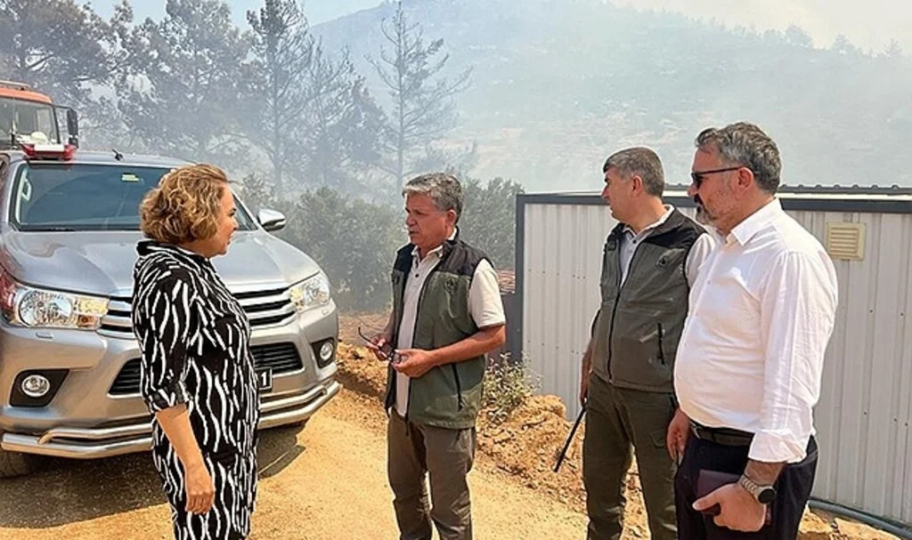 AK Parti'li Yılmaz yangın bölgesinde incelemelerde bulundu
