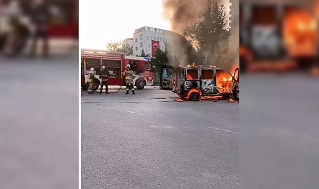Başkent'te otomobil alev topuna döndü