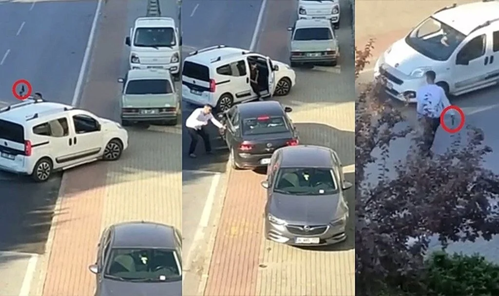 Bursa'da silahlı yol verme tartışması kameraya yansıdı
