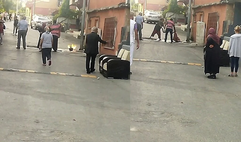 Büyükçekmece’de alev alev yanan piknik tüpüne tehlikeli müdahale
