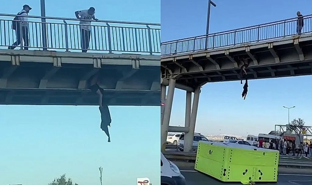 Büyükçekmece metrobüs üst geçidinde intihar girişimi